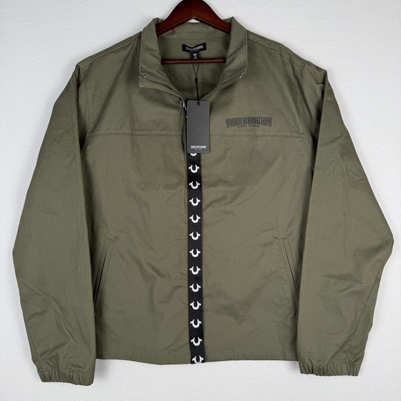 NEW True Religion HS Twill Jacket Mens L Kalamata Green Full Zip Buddah Logo